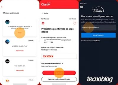 Fluxo de integração entre Claro e Disney+ (imagem: Lucas Braga/reprodução)